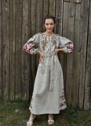 Сукня з натурального льону вишиванка вишите плаття1 фото