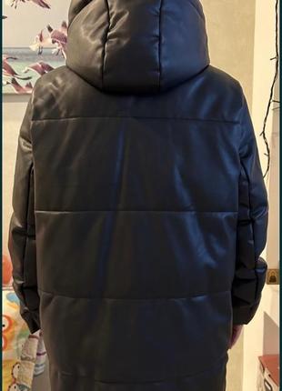 Куртка зимняя zara из искусственной кожи3 фото