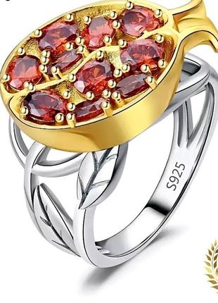 Срібна каблучка,кільце 925 проби гранат.вага 7,5 гр.!