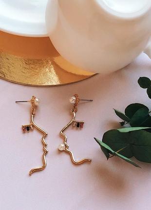 Серьги face фейс голова девушки стильные оригинальные серьги лица человека модные оригинальные молодежные силуэт