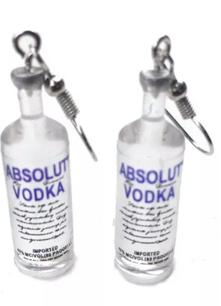 Серьги водка absolut, новые, бижутерия на подарок1 фото