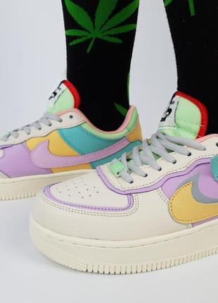 Женские кроссовки цветные nike air force 1 shadow pale ivory найк аир форсе 1 шедоу айвори8 фото