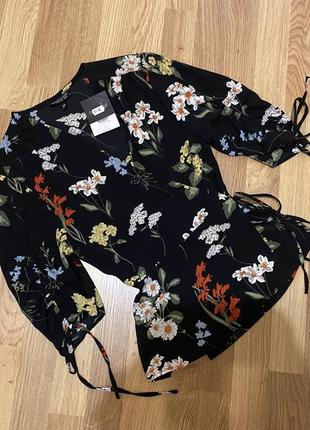 Блуза на запах с цветами topshop5 фото