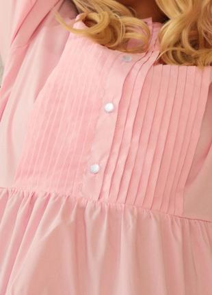 Naomi рожева коротка сукня з довгим рукавом бавовна8 фото