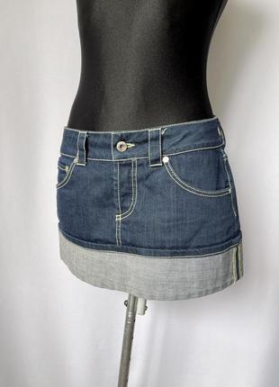 Dondup юбка джинсовая мини синяя из денима