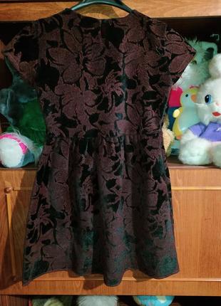 Платье теплое от zara в цветочный принт бордово- черная7 фото