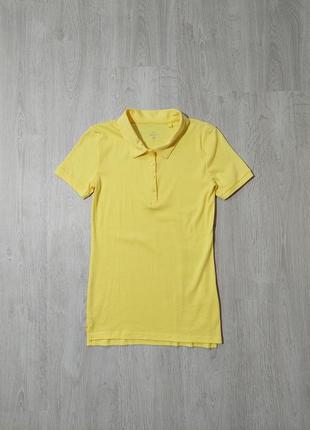 Желтая коттоновая футболка поло