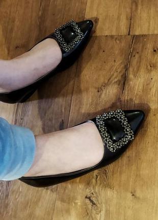 Шикарные черные женские туфли лодочки туфли-лодочки лаковые женские туфли эко кожа нарядные туфли на выход9 фото