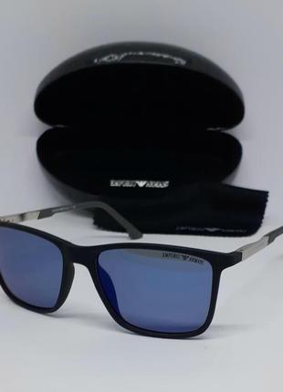 Окуляри в стилі emporio armani pack чоловічі сонцезахисні окуляри сині дзеркальні поляризовані в футлярі
