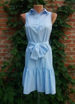 Лёгкое стильное  платье-рубашка с бантом xs-s