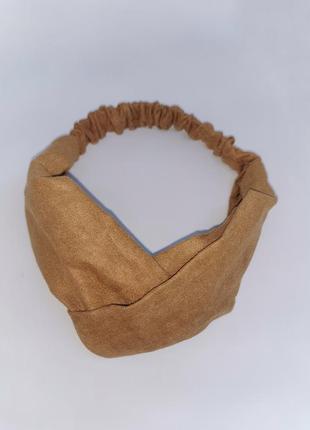 Повязка - чалма тюрбан с узлом на голову коричневая2 фото