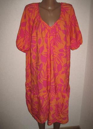 Свободное вискозное платье с оборкой peacocks р-р18