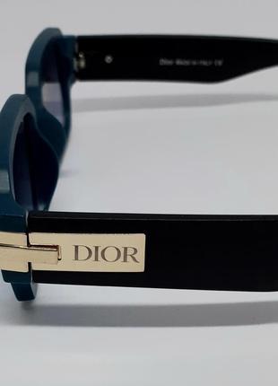 Очки в стиле christian dior женские солнцезащитные оправа бирюзовая дужки черные с золотым лого5 фото