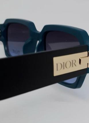 Очки в стиле christian dior женские солнцезащитные оправа бирюзовая дужки черные с золотым лого8 фото