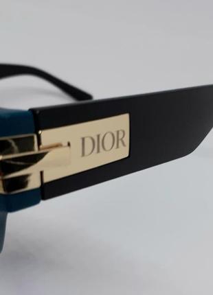 Очки в стиле christian dior женские солнцезащитные оправа бирюзовая дужки черные с золотым лого10 фото