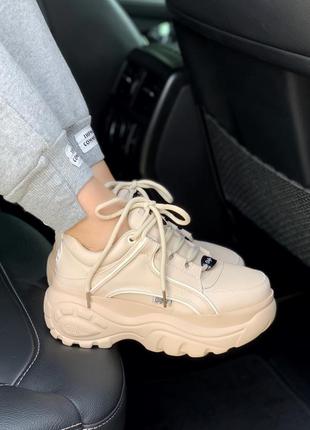 Шикарные женские кроссовки на платформе buffalo london beige 😍 (весна/ лето/ осень)