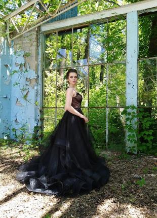 Черное свадебное, выпускное платье2 фото