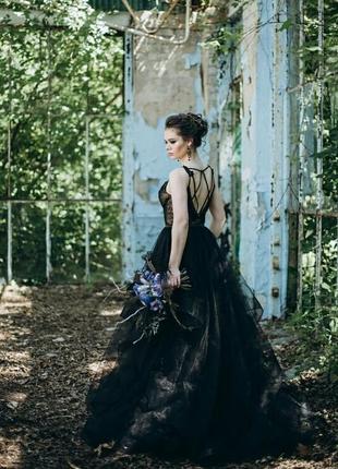 Черное свадебное, выпускное платье3 фото