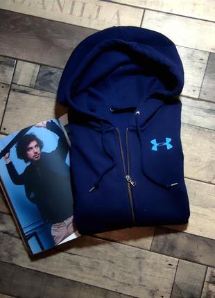 Мужская кофта худи с капюшоном under armour оригинал в синем цвете размер м