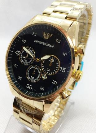 Годинник чоловічий наручний emporio armani (емпоріо армані), золото з чорним циферблатом ( код: ibw680yb )