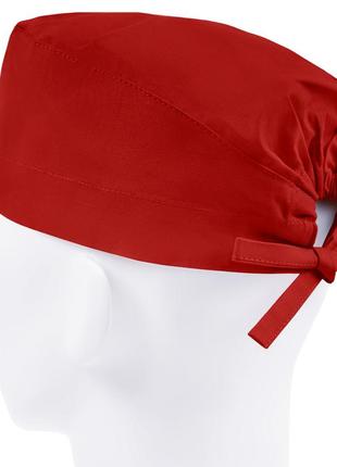 Медична шапочка чоловіча тканинна бавовняна багаторазова однотонна червона2 фото