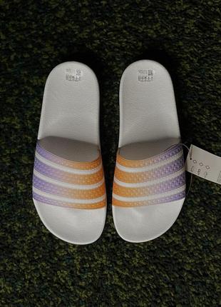 Шлёпки adidas adilette white light purple (new) | original