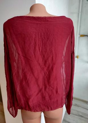 Шелковая блуза бордового цвета5 фото