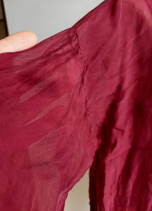 Шелковая блуза бордового цвета7 фото