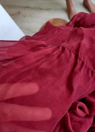 Шелковая блуза бордового цвета8 фото