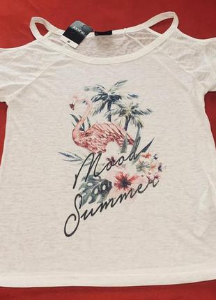 Красивая нежная футболка с фламинго janina/германия/ р.s новая1 фото