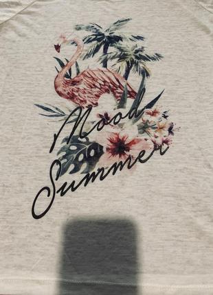 Красивая нежная футболка с фламинго janina/германия/ р.s новая3 фото