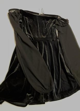 Платье черное с шифоновыми рукавами1 фото