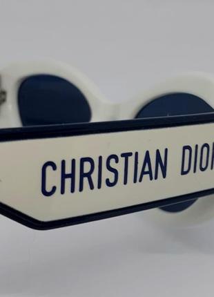 Окуляри в стилі christian dior жіночі сонцезахисні сині в білій оправі7 фото