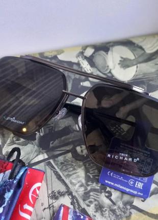 Чоловічі сонячні окуляри авіатори з поляризацією бренд thom richard   італія2 фото