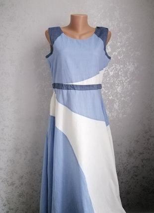 Гарна літня натуральна сукня бавовна плаття міді з кишенями2 фото
