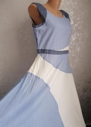 Гарна літня натуральна сукня бавовна плаття міді з кишенями4 фото