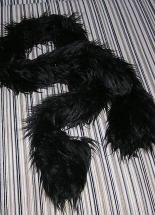 Новый пушистый чёрный шарф - варежки Terranova.