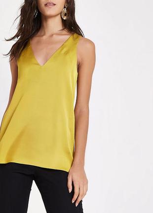 Оригинальная атласная блуза, горчичного цвета   river island 8(36)
