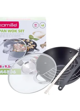 Казан чугунный wok, антипригарное покрытие, для индукции и газа, 3,6 л.