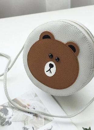 Новая классная круглая сумка сумочка кроссбоди мишка медведь