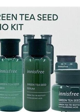 Innisfree green tea seed trio kit набор увлажняющих миниатюр1 фото