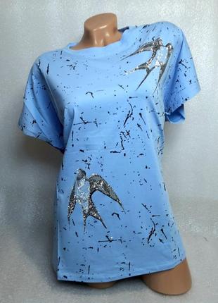 52-56 г женская футболка большой размер стрейч коттон дешево