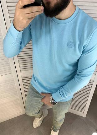 Голубий світшот moncler / топові чоловічі кофти монклер на весну