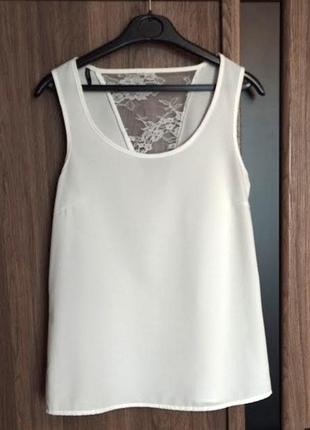 Белая базовая блуза only без рукава с красивой спинкой, майка размер на м