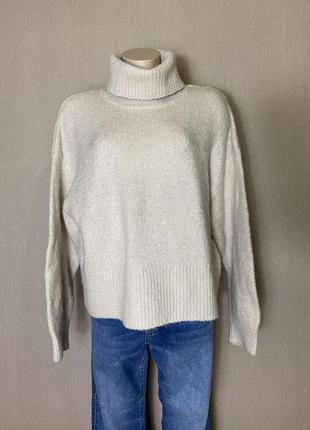 Об’ємний светр під горло,водолазка колір айворі h&m2 фото