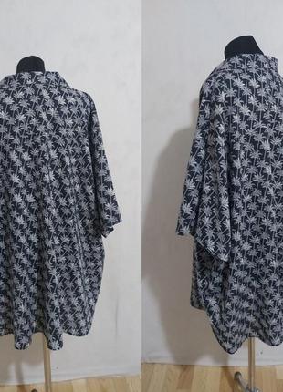 Рубашка льняная оверсайз с коротким рукавом в пальмах h&m linen blend7 фото