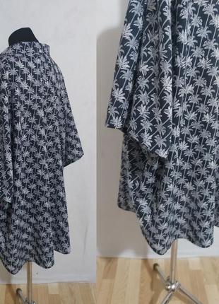 Рубашка льняная оверсайз с коротким рукавом в пальмах h&m linen blend6 фото