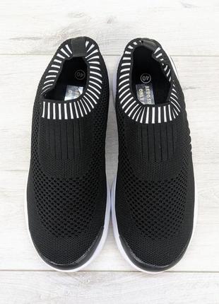 Кроссовки мужские черные текстильные без шнурков на пенковой подошве wonex3 фото