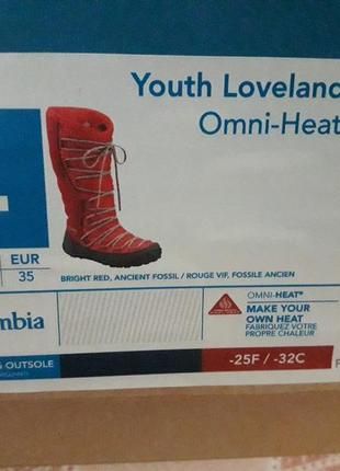 Зимові чоботи columbia loveland omni-heat р.32 і 354 фото