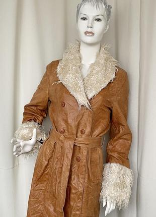 Part two кожаный плащ пальто с поясом с мехом в виде пенни лейн penny lane стиль бохо